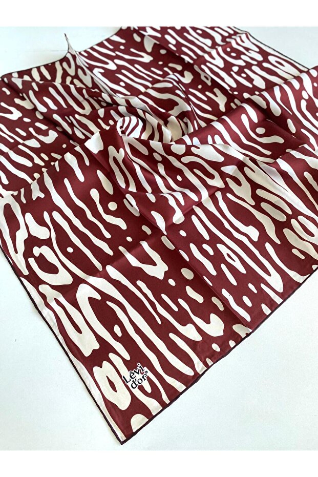 Tivil Pure Silk Scarf 48971 Burgundy Mixed Pattern