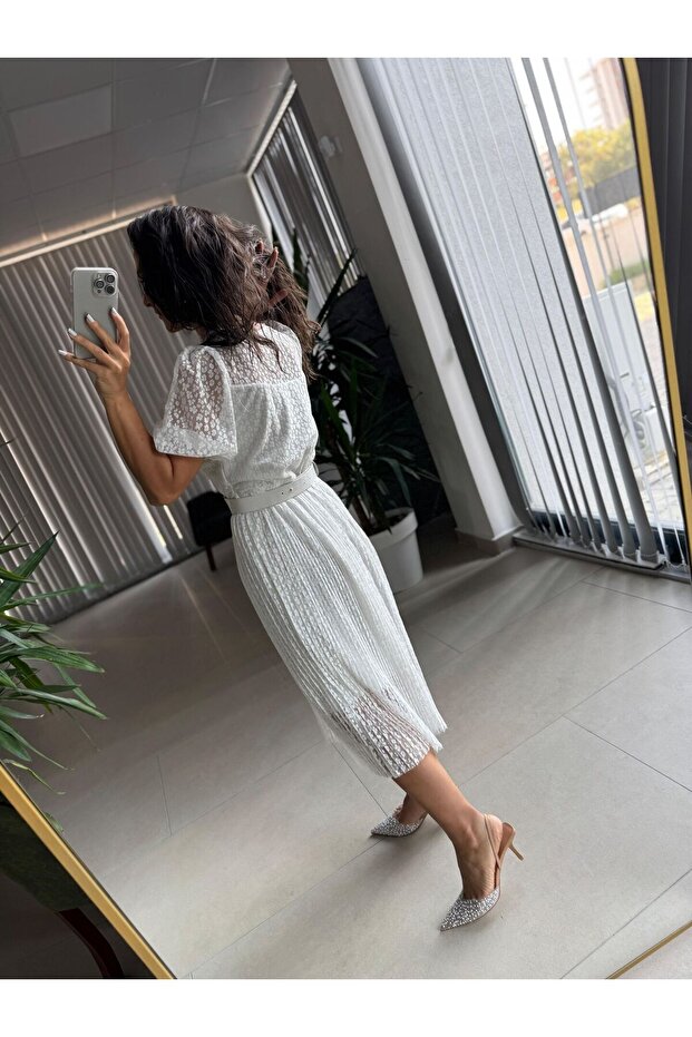 Mc 5737 Leopar Dantel Piliseli Elbise - 5