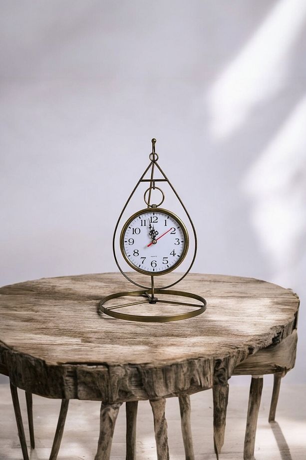 Damla Saat Masa Üstü Dekoratif Quartz Eskitme Hediyelik Ev Saati - 5