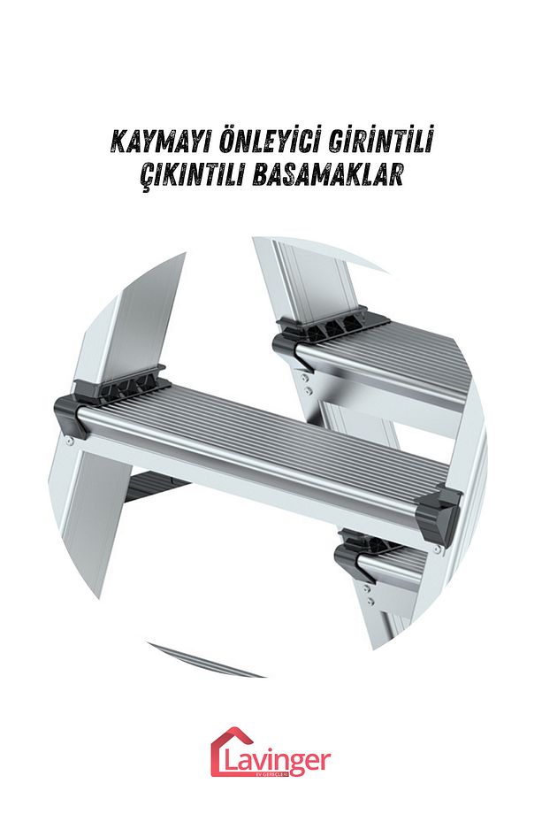 Lüks Alüminyum Çift Çıkışlı Merdiven 4+4 Basamaklı - 7