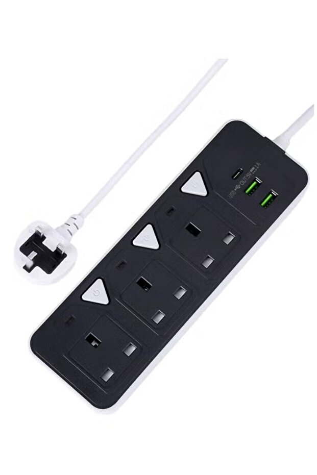 MX55 6-in-1 Power Socket Extension Plug-2500W Power Strip Extension with 3 AC Outlets +2 USB +1 PD - 6