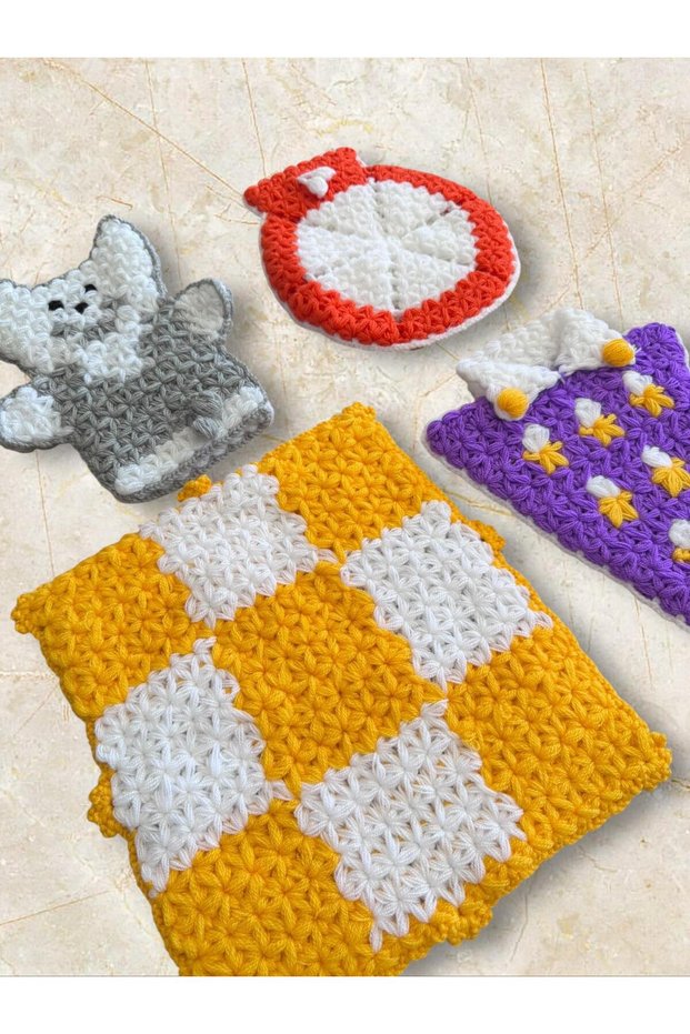 Hand Knitted 4-Piece Mixed Fiber Set Dowry Fiber Daily Fiber