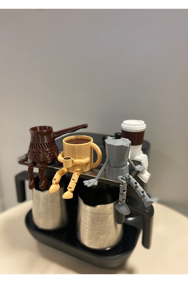 Kahve Köşesi - 4'lü Ayaklı Kahve Köşesi Takımı - Bardak - Kahve Bardağı - Cezve - Moka Pot - 5