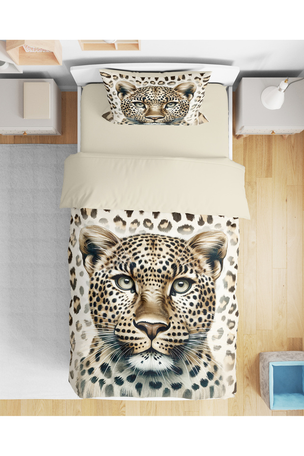 3D Digital Leopard Print Single Bedding Set - 1