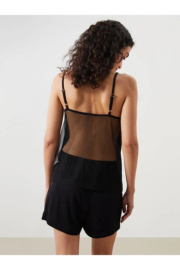 LCW DREAM Siyah V Yaka Kadın Şortlu Pijama Takımı - 3