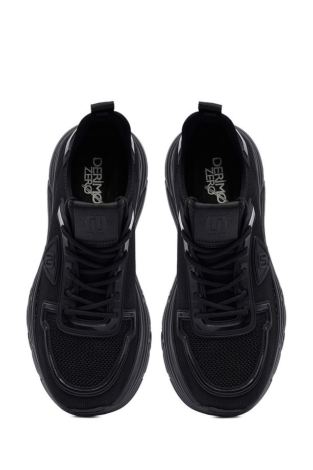 Zero Erkek Siyah Bağcıklı Kalın Tabanlı Kumaş Sneaker 25SFD69696F - 7