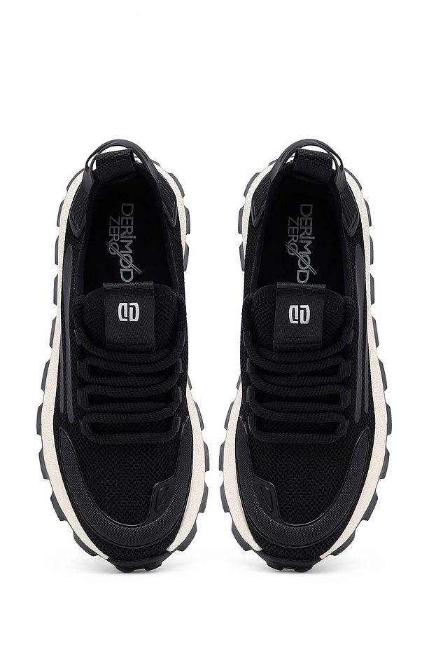 Zero Erkek Siyah Bağcıklı Kalın Tabanlı Kumaş Sneaker 25SFD69406F - 7