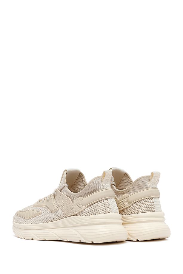 Zero Erkek Bej Bağcıklı Kalın Tabanlı Kumaş Sneaker 25SFD69426F - 5