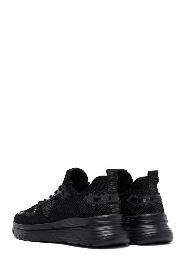 Zero Erkek Siyah Bağcıklı Kalın Tabanlı Kumaş Sneaker 25SFD69696F - 5