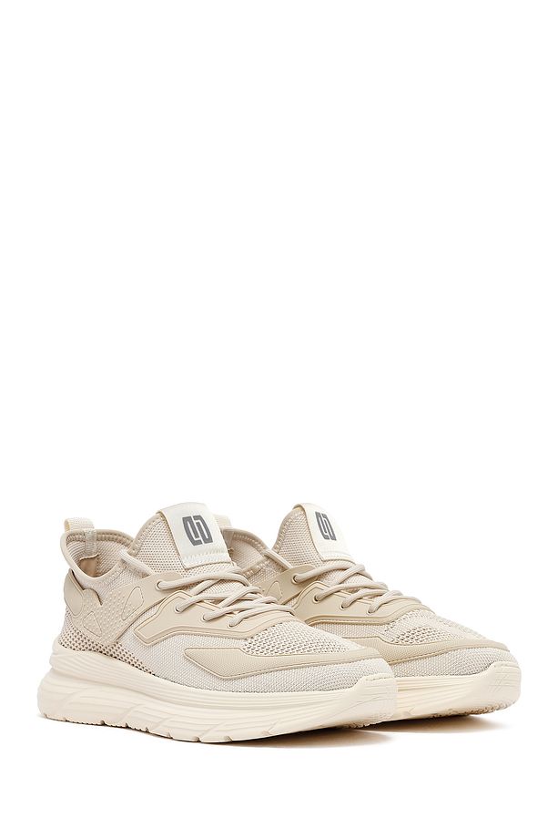 Zero Erkek Bej Bağcıklı Kalın Tabanlı Kumaş Sneaker 25SFD69426F - 3