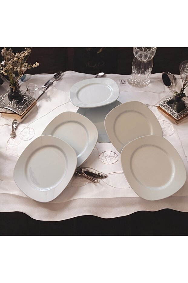 Porselen Değildir Kare Servis Tabak 20 Cm 6 Adet Takım Kırılmaya Dayanıklı Porelin - 1
