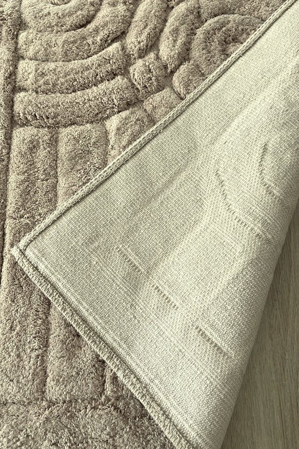 %100 Pamuk Tafting Su Emici Yumuşak Dokulu Banyo Paspas Seti, Banyo Halısı 2 Li Set 60x100 - 50x60 - 2