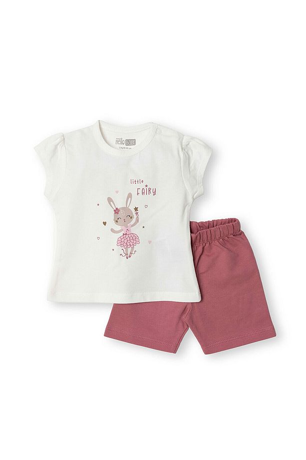 HelloBaby Baskılı 2 ip Yenidoğan Kız Tshirt-Şort Kız Bebek - 1