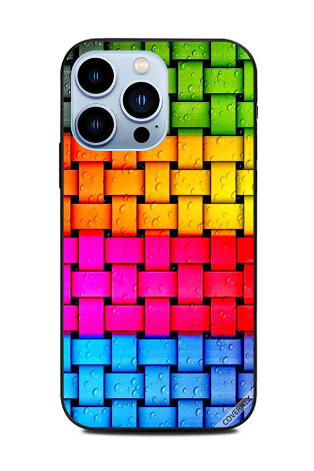 غطاء حماية لهاتف Apple iPhone 13 Pro بنمط قطرات الماء على شرائط ملونة