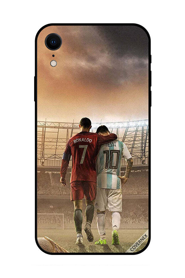 غطاء حماية لهاتف Apple iPhone XR ميسي وكريستيانو رونالدو