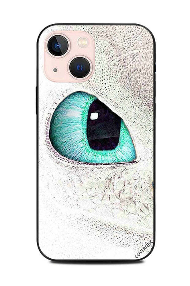 غطاء حماية لهاتف Apple iPhone 13 Mini - عين القطة الخضراء
