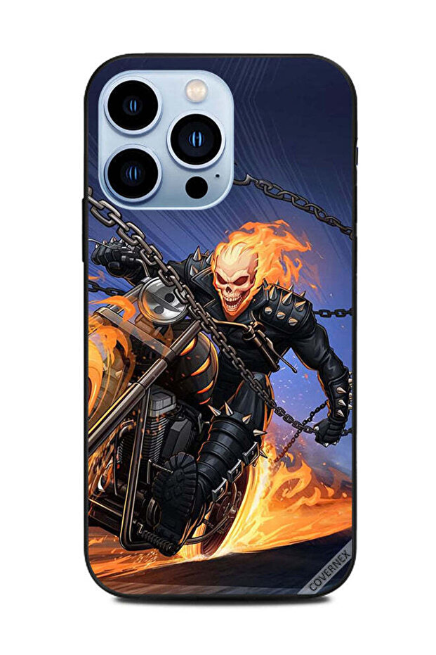 غطاء حماية لهاتف Apple iPhone 13 Pro - رجل على دراجة أثناء الاحتراق