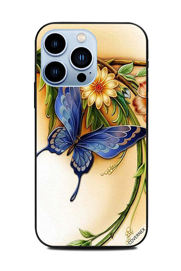 غطاء حماية لهاتف Apple iPhone 13 Pro - فراشة زرقاء