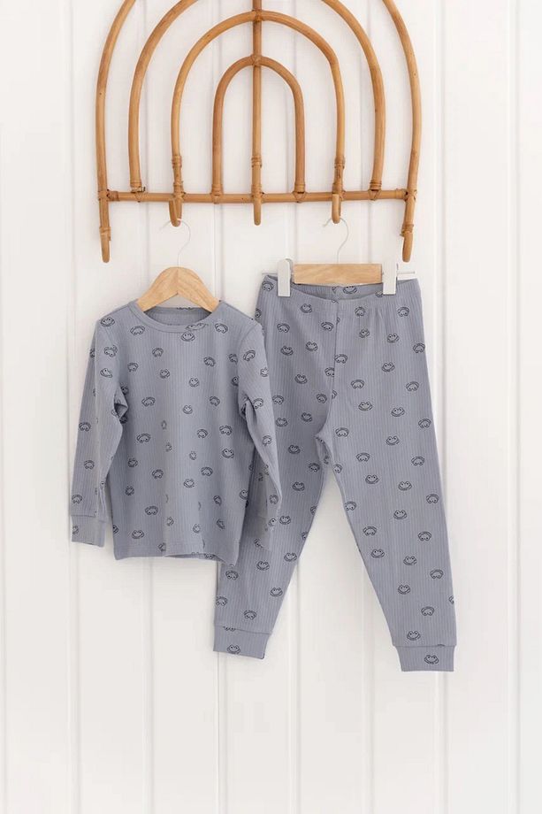 %100 Pamuk Desenli Erkek Çocuk Pijama Takımı - 4