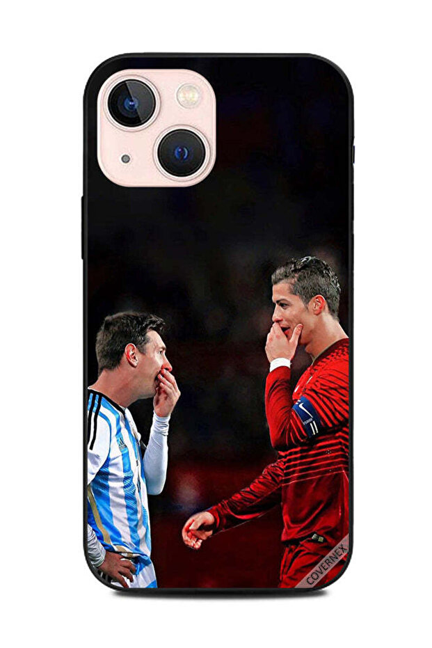 غطاء حماية لهاتف Apple iPhone 13 Mini رونالدو وميسي في إطار واحد