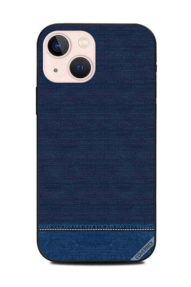 غطاء حماية لهاتف Apple iPhone 13 Mini بنقشة جينز أزرق