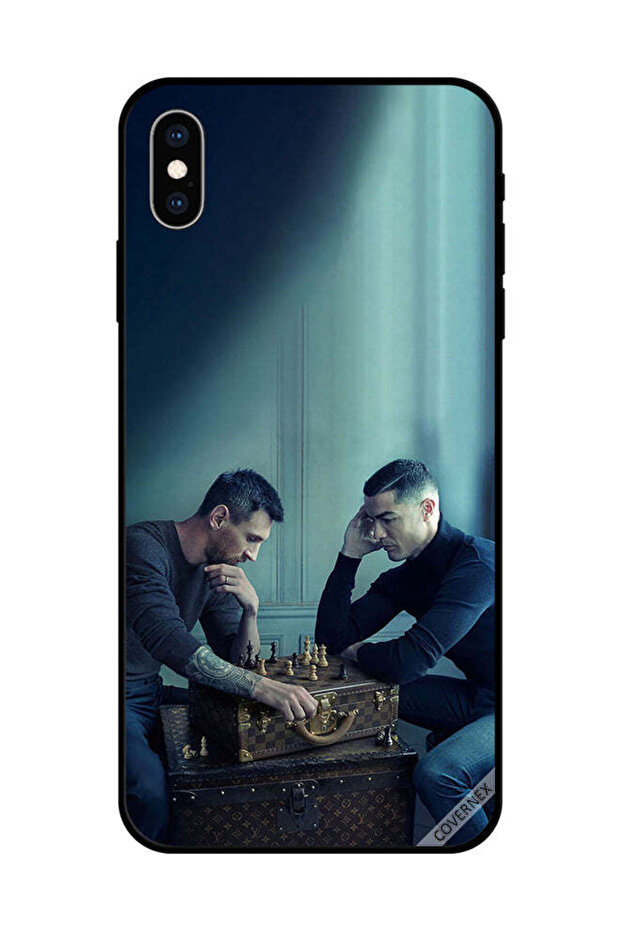 غطاء حماية لهاتف Apple iPhone X ميسي ضد رونالدو يلعبان الشطرنج
