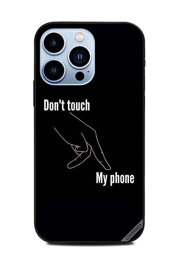 غطاء حماية لهاتف Apple iPhone 13 Pro، لا تلمس هاتفي، أبيض وأسود