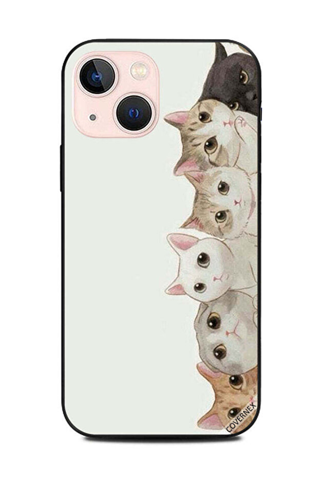 غطاء حماية لهاتف Apple iPhone 13 Mini يظهر القطط الصغيرة من اليمين