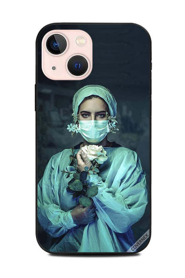 غطاء حماية لهاتف Apple iPhone 13 Mini ممرضة تحمل زهرة
