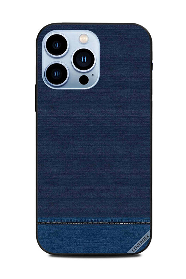 غطاء حماية لهاتف Apple iPhone 13 Pro بنقشة جينز أزرق