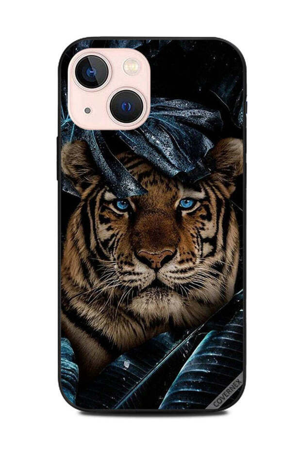غطاء حماية لهاتف Apple iPhone 13 Mini بتصميم فهد وأوراق الشجر