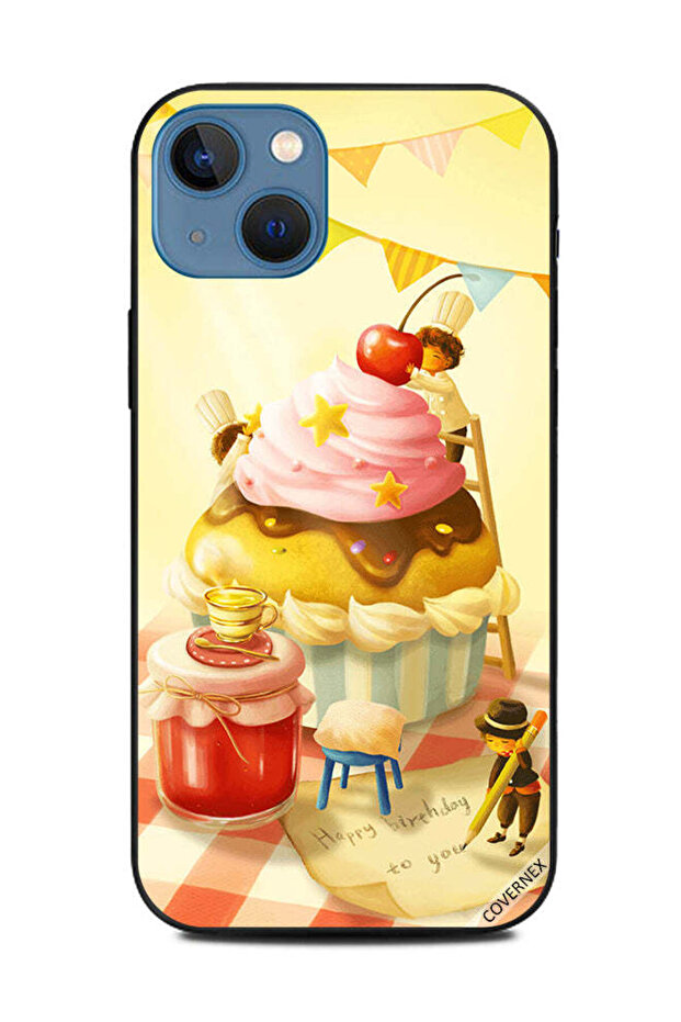 غطاء حماية لهاتف Apple iPhone 13 بتصميم كب كيك عيد الميلاد