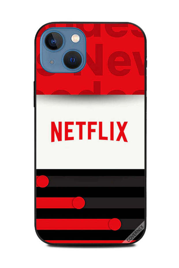 غطاء حماية لهاتف Apple iPhone 13 من Netflix بخطوط حمراء وسوداء