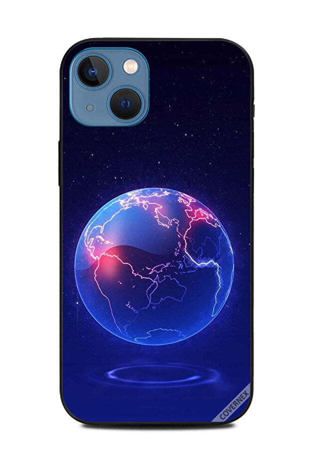 غطاء حماية لهاتف Apple iPhone 13 بنمط أزرق كروي