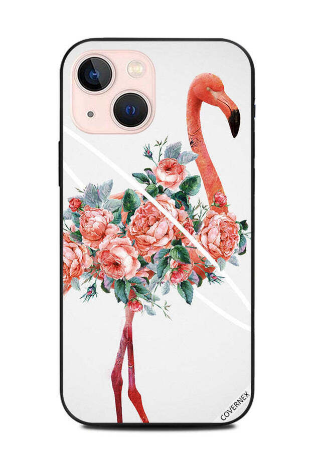 غطاء حماية لهاتف Apple iPhone 13 Mini بتصميم دائرة على شكل طائر الفلامنغو