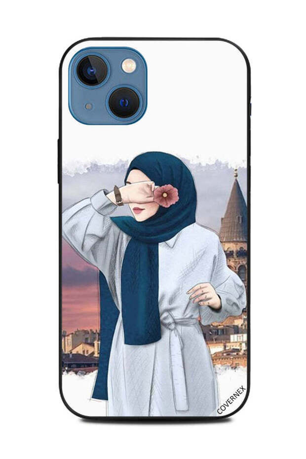 غطاء حماية لهاتف Apple iPhone 13 يحمل زهرة في يده بينما يخفي عينيها