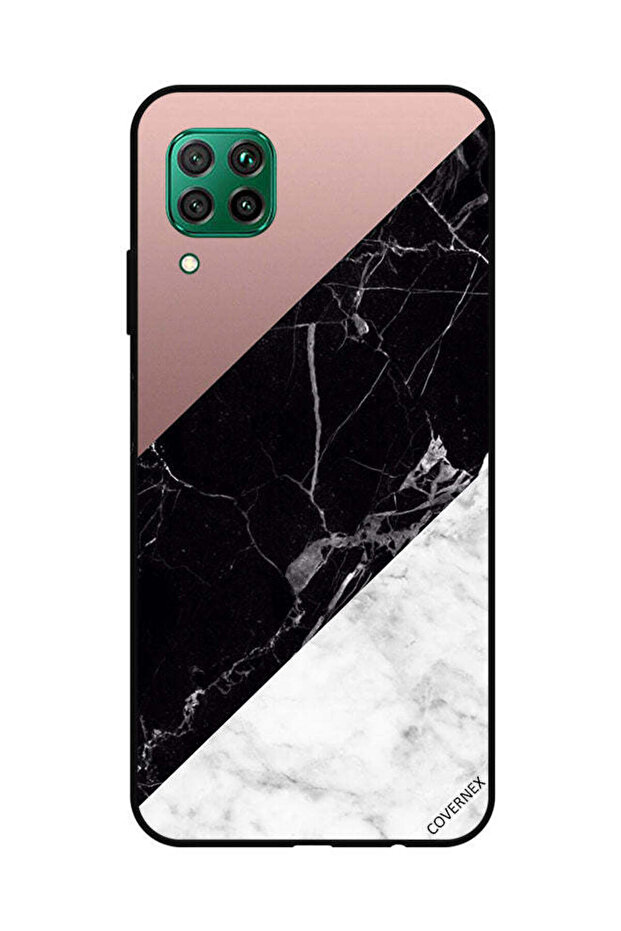Protective Case Cover For Huawei Nova 7i / P40 Lite White Black Marble Top Is Plain Pattern