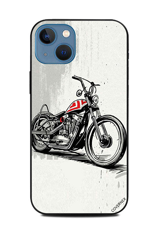 غطاء حماية لهاتف Apple iPhone 13 Bike أبيض وأسود