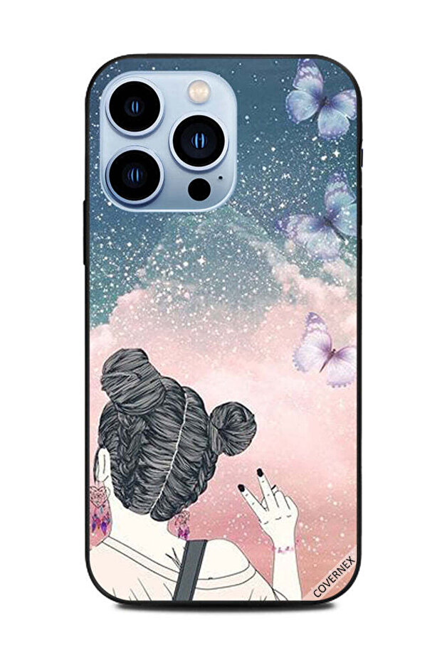 غطاء حماية لهاتف Apple iPhone 13 Pro فتاة تصنع علامة النصر
