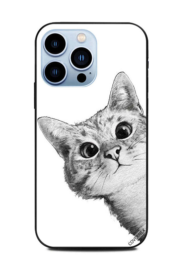 غطاء حماية لجهاز Apple iPhone 13 Pro - قطة غاضبة باللونين الأبيض والأسود