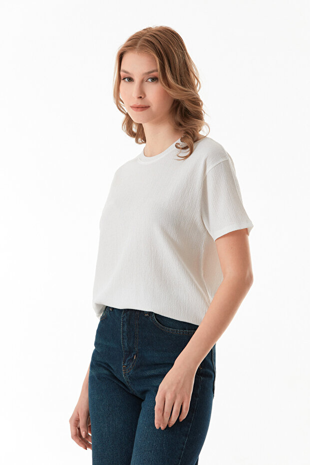 Basic Bürümcük Kumaş Tişört - 1