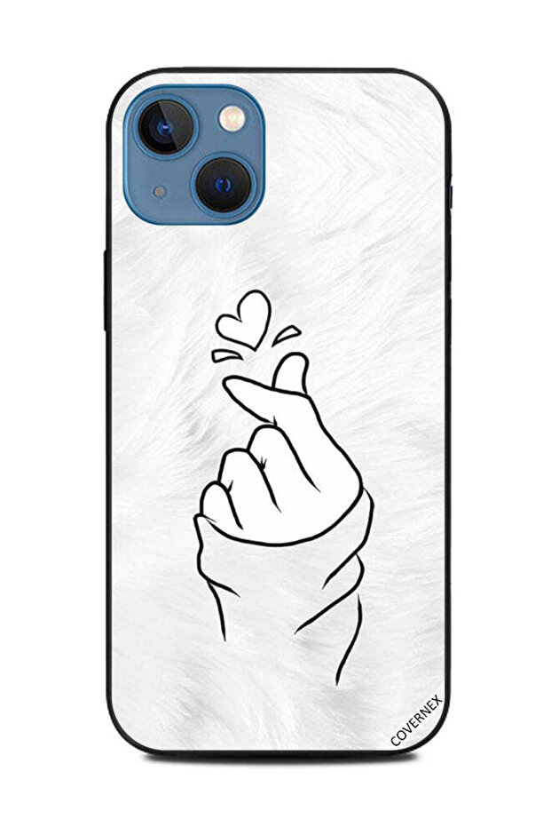غطاء حماية لهاتف Apple iPhone 13 Snap Love أبيض وأسود