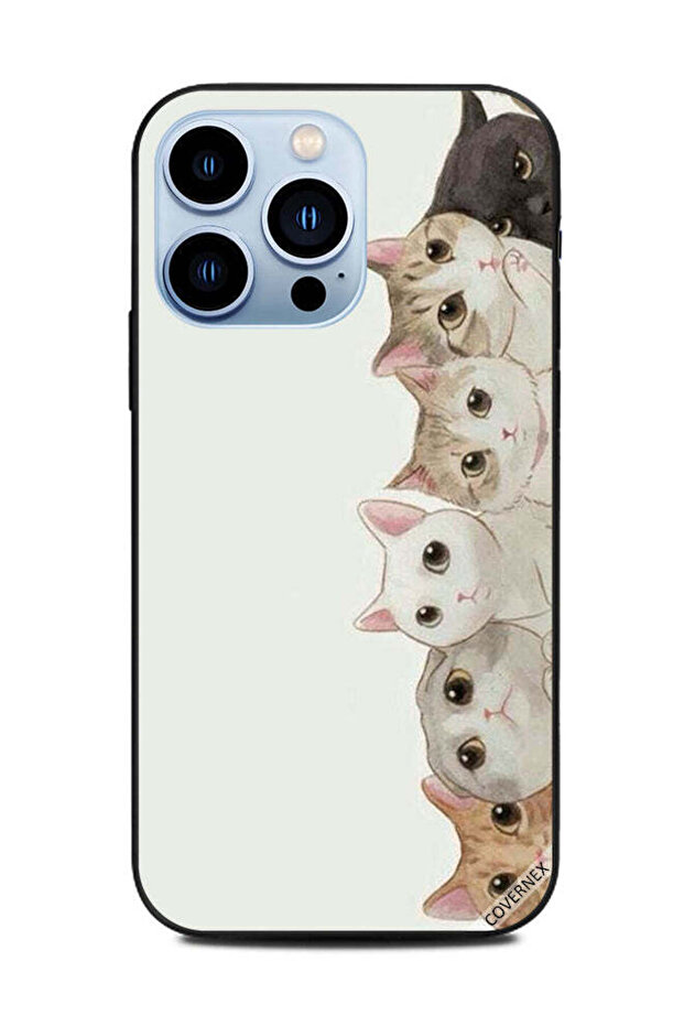 غطاء حماية لهاتف Apple iPhone 13 Pro - قطط صغيرة تظهر من اليمين