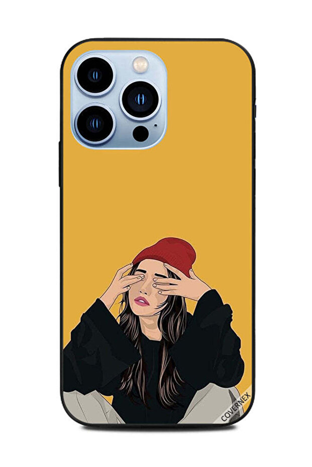 غطاء حماية لهاتف Apple iPhone 13 Pro - فتاة حزينة لطيفة تخفي عيونها