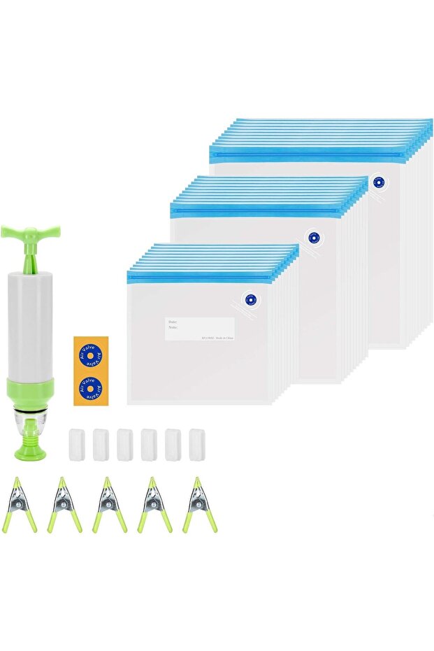 Sous Vide Bags 30 Reusable Vacuum Food Storage Bags 3 Sizes Sous Vide Bag Kit with 1 Hand Pu
