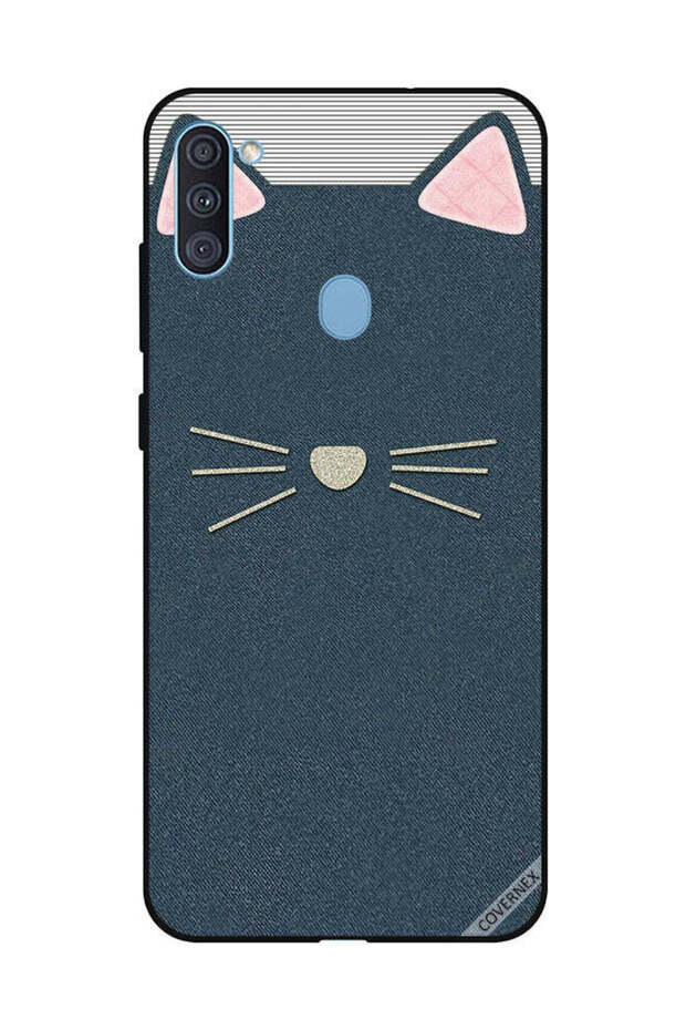 Protective Case Cover For Samsung Galaxy A11 Cat Leather Pattern