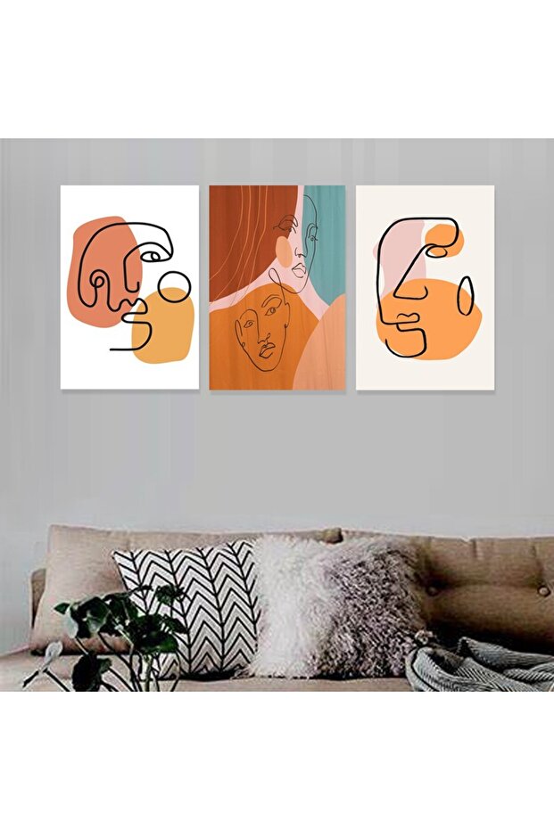 ثلاث لوحات خشبية ام دي اف مقاس 120x60 سم