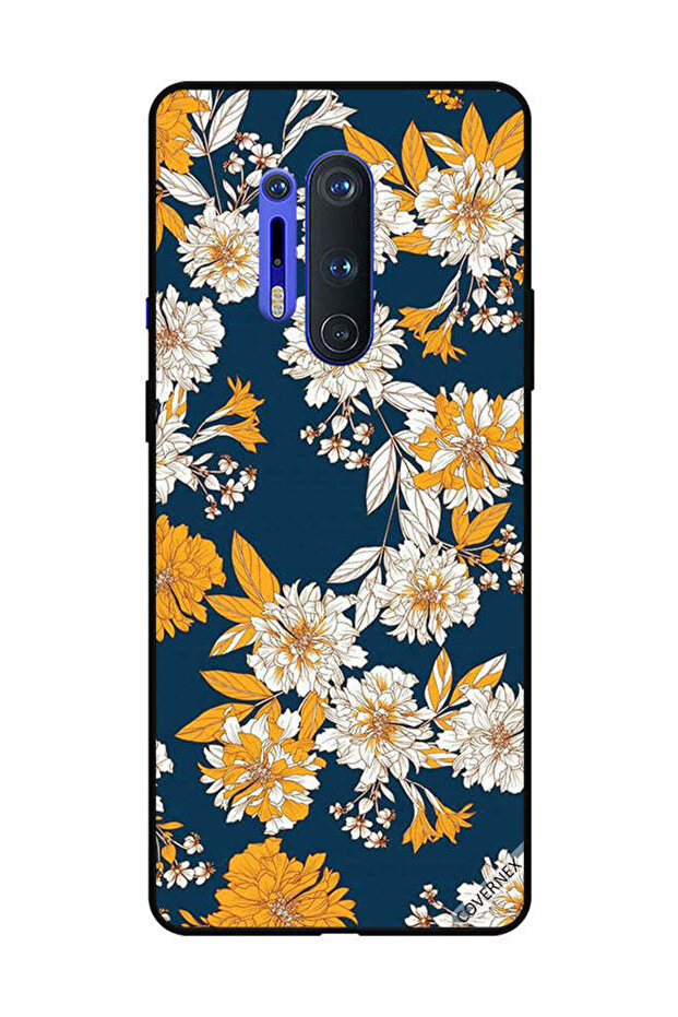 غطاء حماية لهاتف OnePlus 8 Pro بنقشة زهور وأوراق صفراء وبيضاء