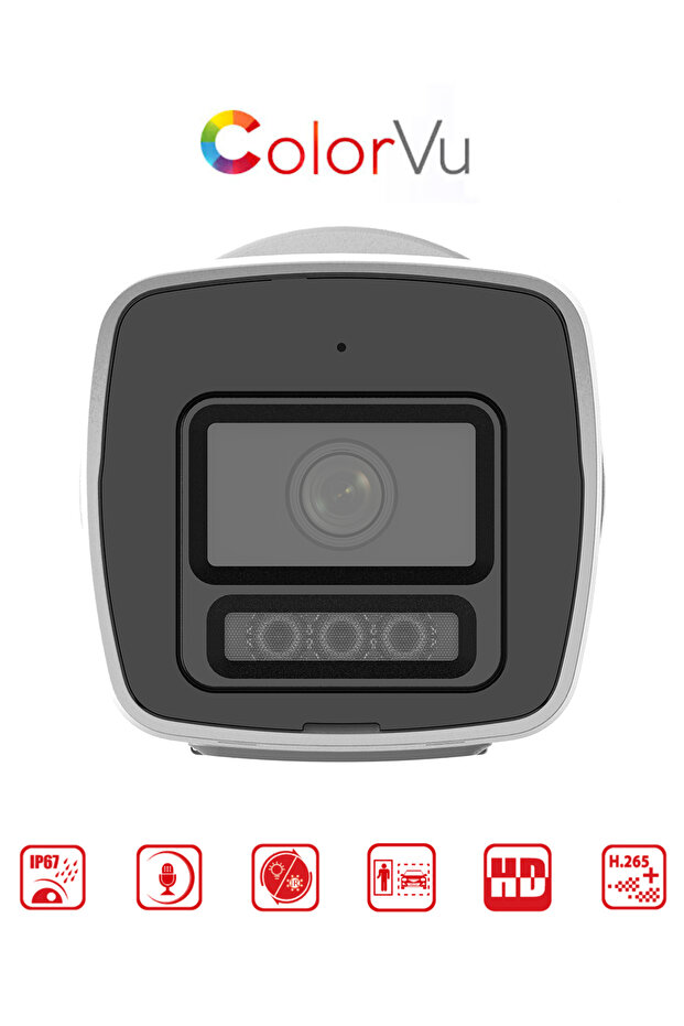 6MP Mini Bullet Kamera (H.265+)ColorVu & Smart Hybrid Light & Motion Detection 2.0 (dahili mikrofon) - 2