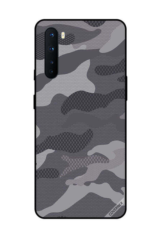 غطاء حماية لهاتف OnePlus Nord بنمط تمويه رمادي